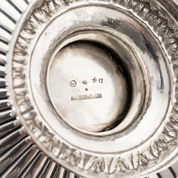 A Swedish Silver Empire Sauce Bowl With Dish, mark of Mikael Olof Barkman, Varberg 1834.