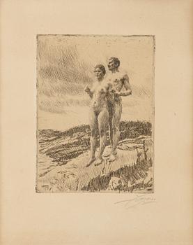Anders Zorn, etching, 1916, signed in pencil.