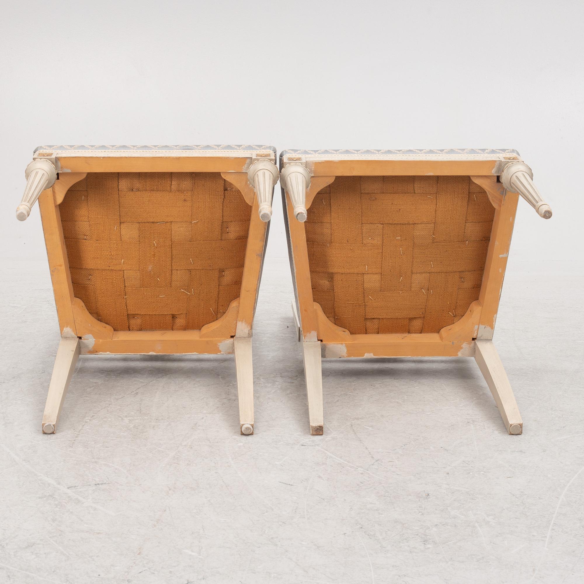 Eight Gustavian style chairs, Sweden, mid20th century/second half of the 20th century.