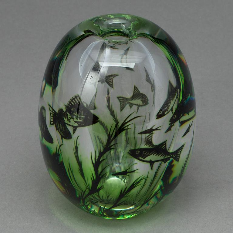 VAS, glas, "Fiskgraal", Edward Hald, Orrefors.