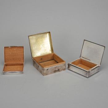 SKRIN, 3 st, silver, importstämplade, bl.a. Schwäbisch Gmund, Tyskland och troligen Belgien. Total vikt ca 710 g.
