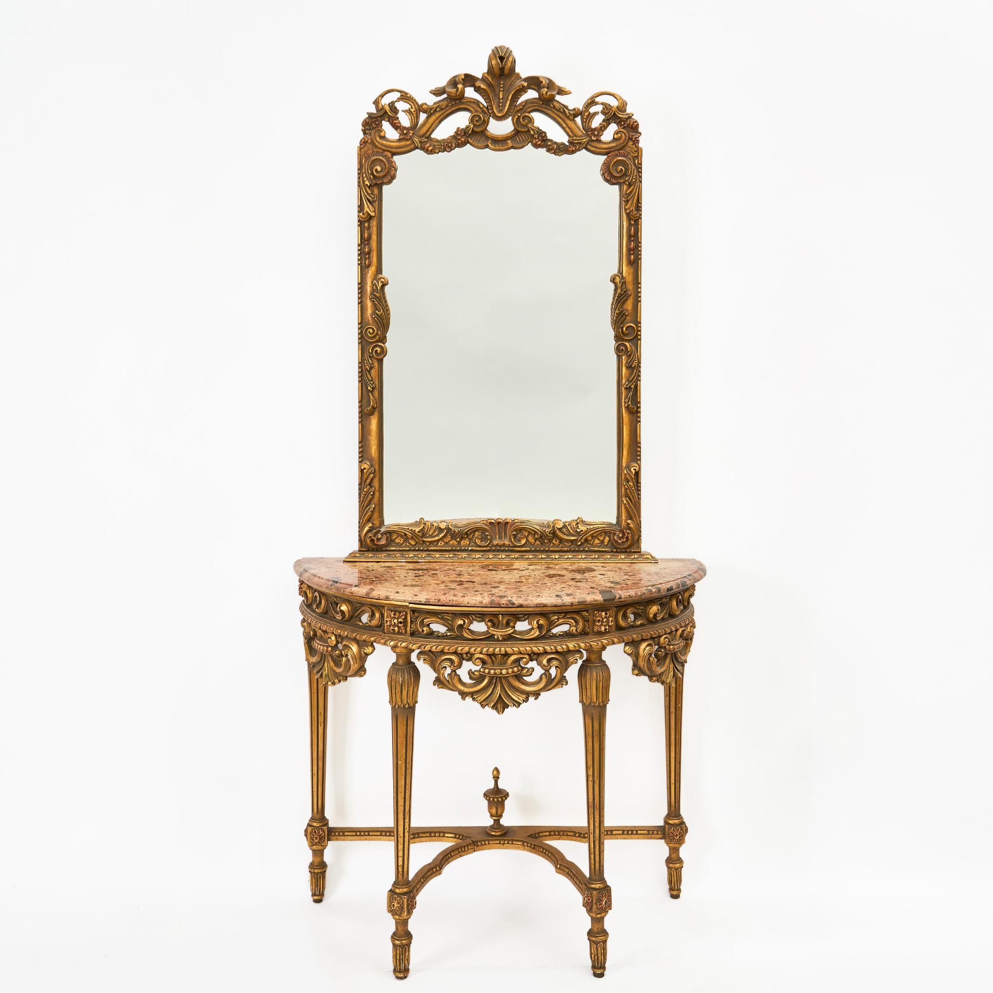 Mirror with console table, first half of the 20th century.