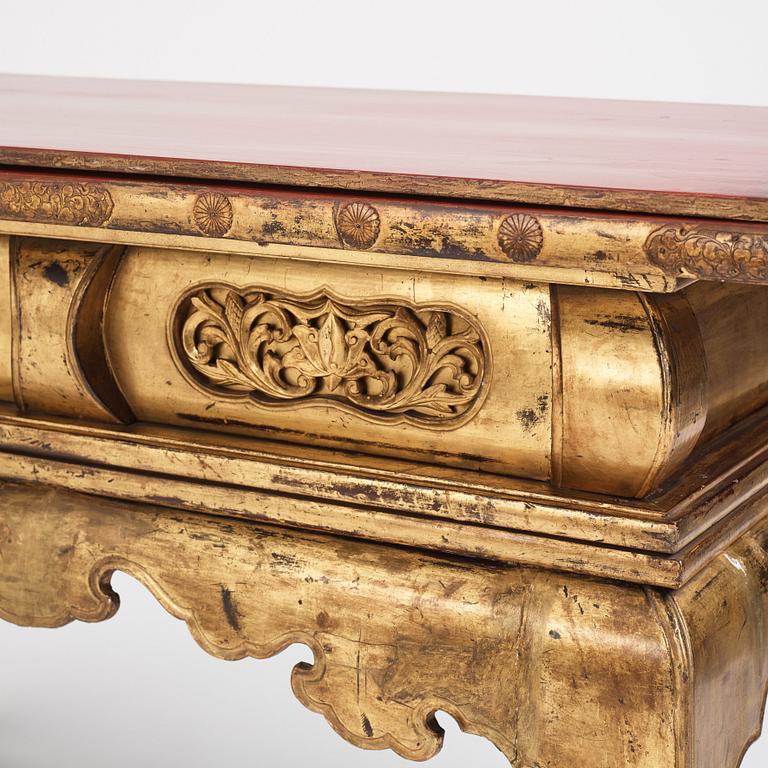 A Japanese lacquered and qilded Buddhist altar table or Butsudan.  Edo period (1603-1868).