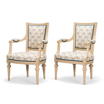 A pair of late 18th-century Gustavian open armchairs.