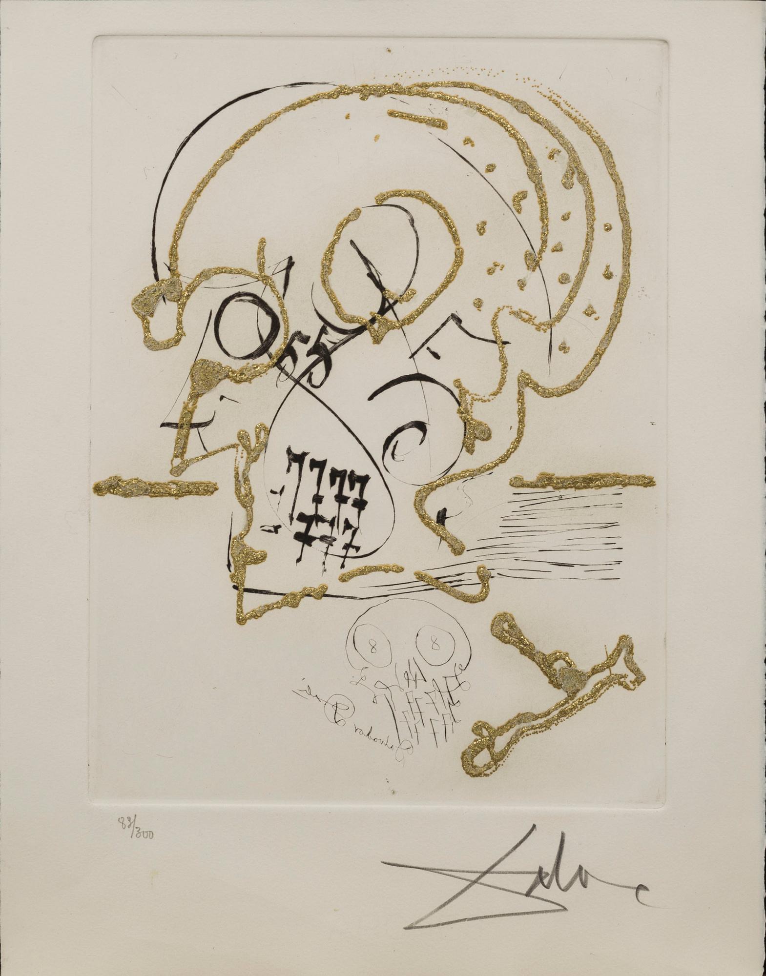 SALVADOR DALÍ, mapp med 10 gravyer med förgyllning, "Les Amours Jaunes", signerade och numrerade 83/300.