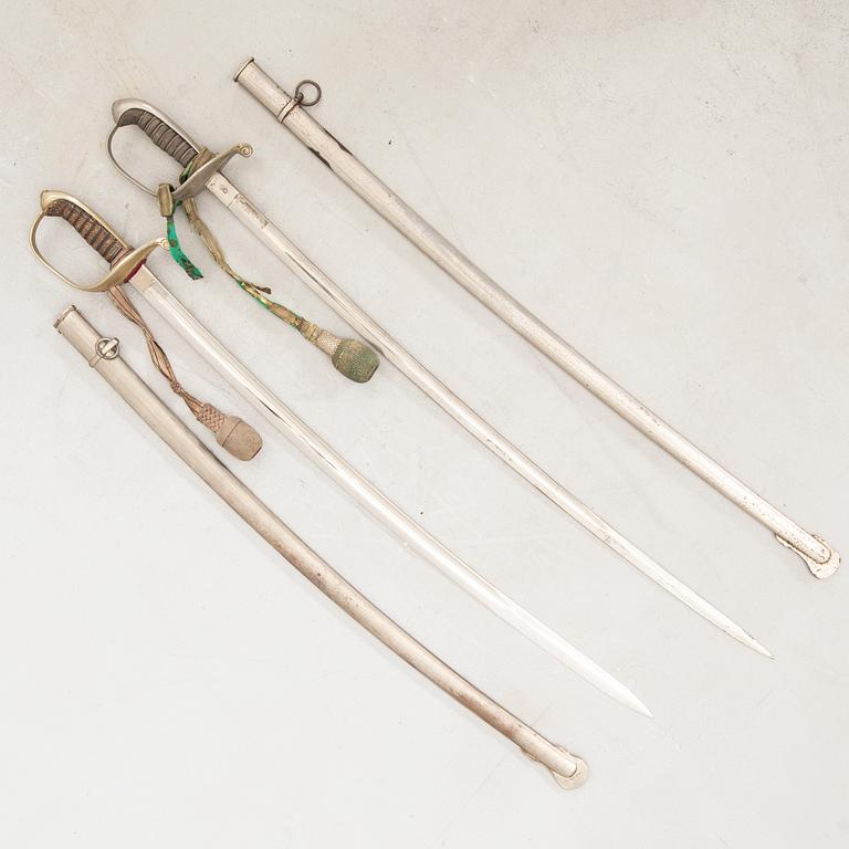 Two Danish sabres, 1858 pattern, with scabbards.