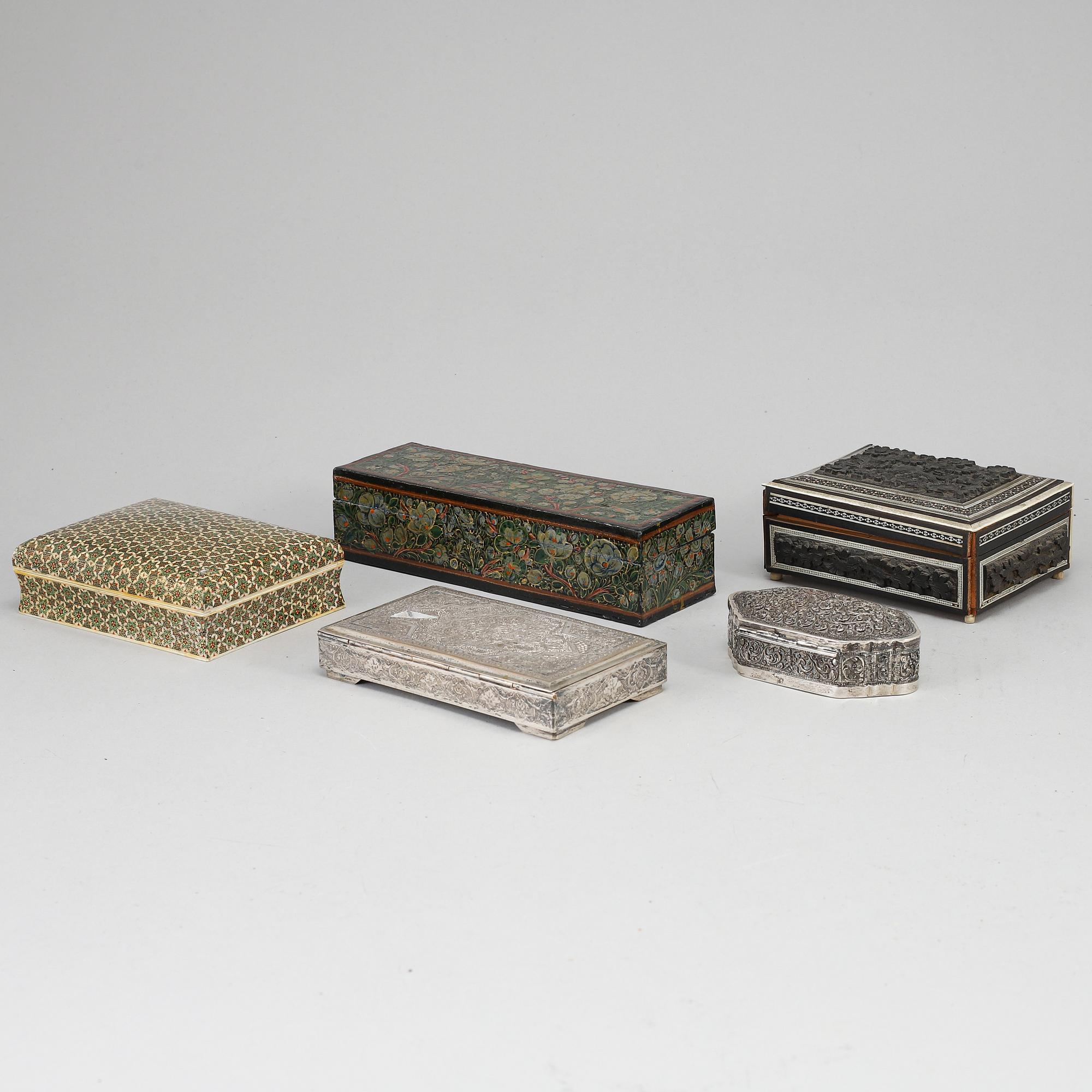 A group of boxes with covers, India, middle-east and south east asian, early 20th Century.