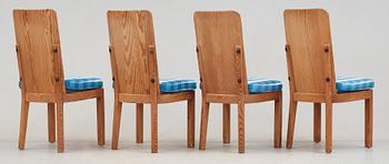 A set of four stained pine chairs, 'Lovö', Nordiska Kompaniet, 1930's.