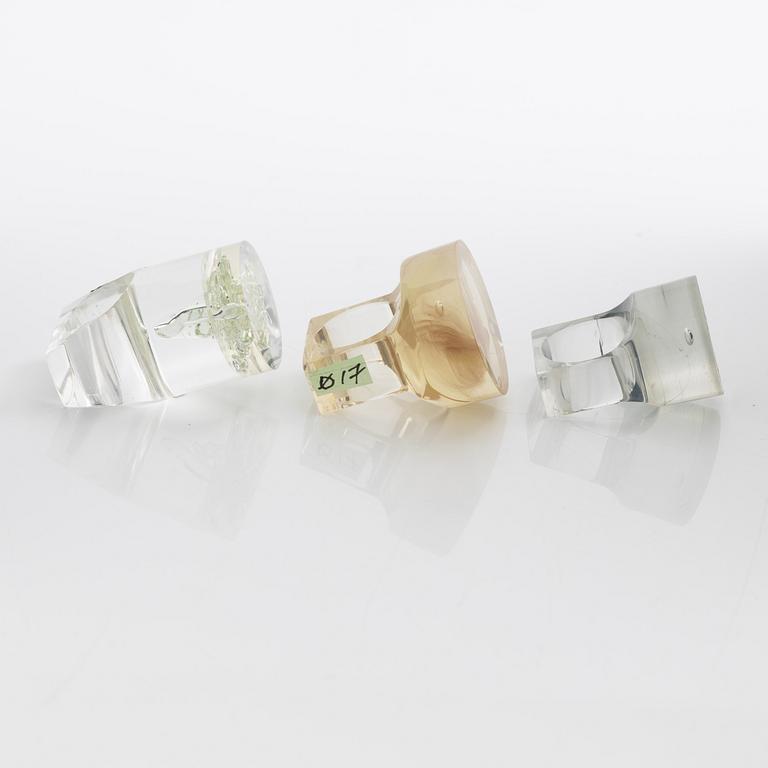 Siv Lagerström, three acrylic rings, 1970s.