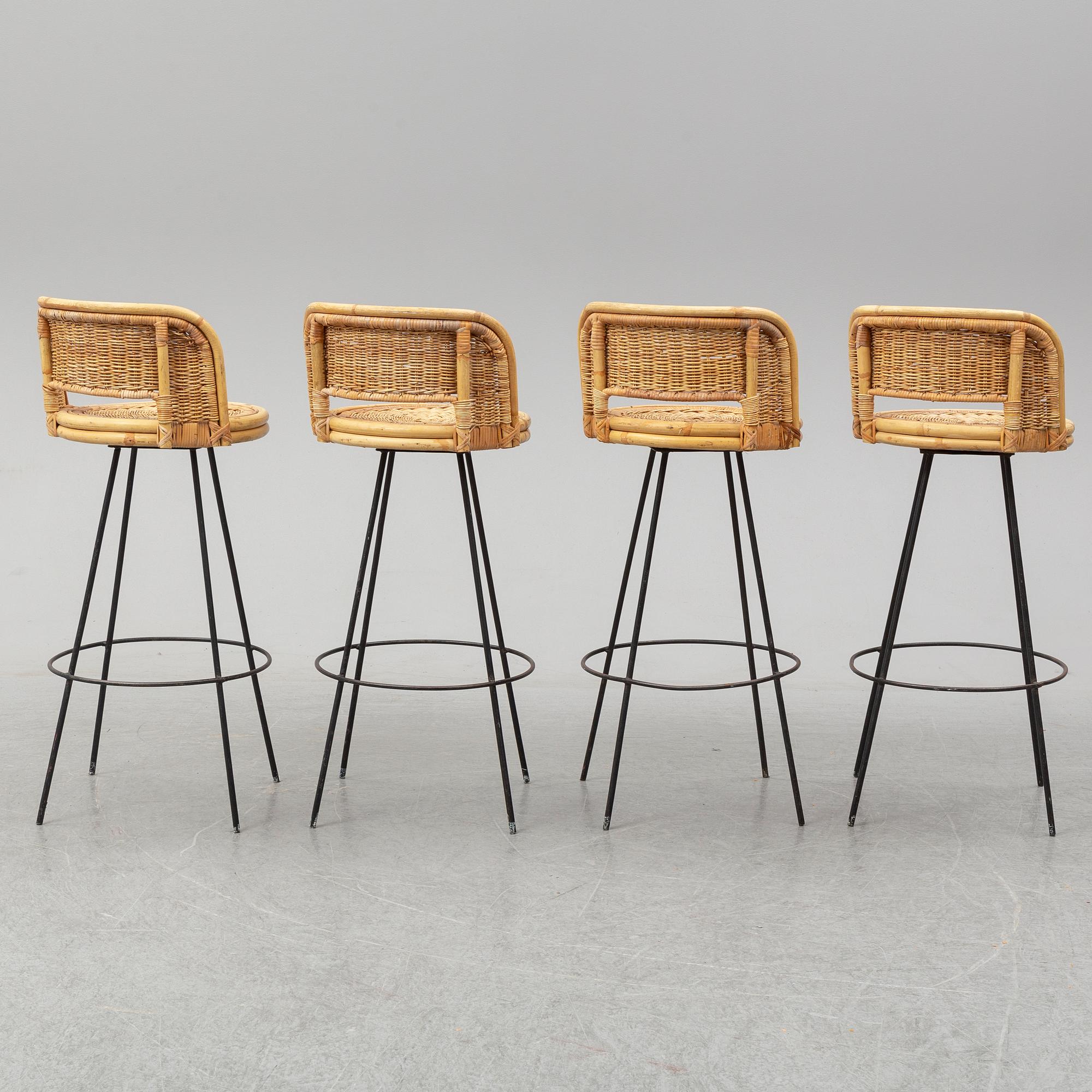 Four bar stools, second half of the 20th century.
