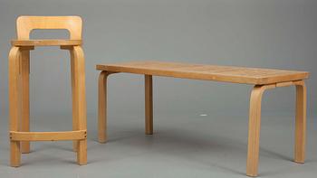 BÄNK samt PALL K65, Alvar Aalto, Artek, 1900-talets senare hälft.