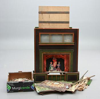 DOCKTEATER med FIGURER samt SCENOGRAFIER, troligen Danmark, 1900-tal.