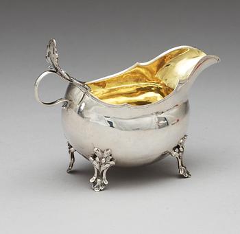 A Swedish 18th century parcel-gilt cream-jug, makers mark of Pehr Zethelius, Stockholm 1779.