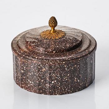 A Swedish Empire 19th century porphyry butter box.