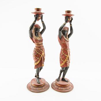Candelsticks, a pair, circa 1900, marked Blackamoor.