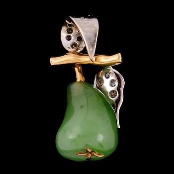 HÄNGE, 18 k, med jade och briljanter tot 0.70 ct TW.