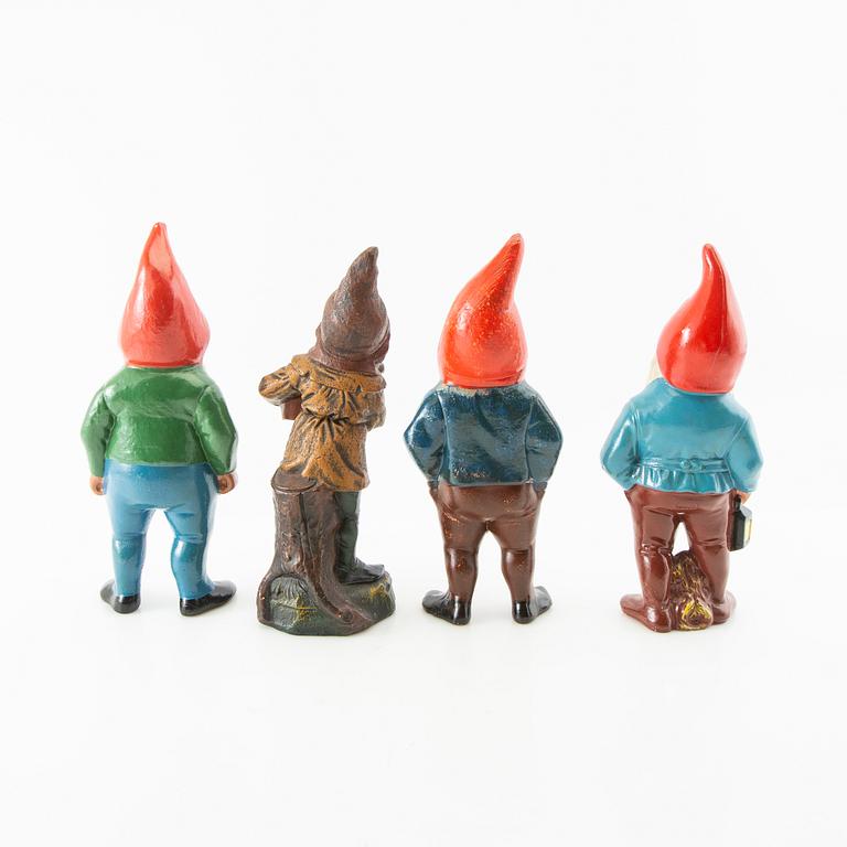 Gnomes 7 pcs mostly Germany mid/second half of the 20th century painted terracotta.