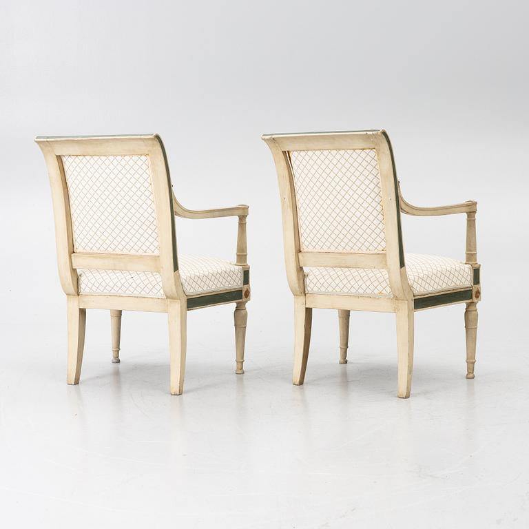 Karmstolar, ett par, directoire, Frankrike, sent 1700-tal.