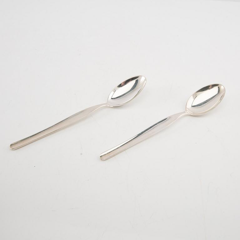 Tapio Wirkkala,  skedar 12 st silver "Tapio", 1963 Kultakeskus, Tavastehus Finland.