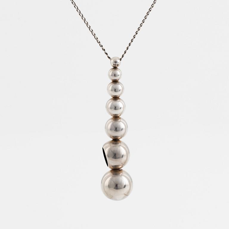 Jacqueline Rabun, pendant with chain, silver, "Cave pendant", Georg Jensen, Denmark.