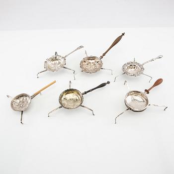 Tea spiders 6 pcs silver 19th century.
