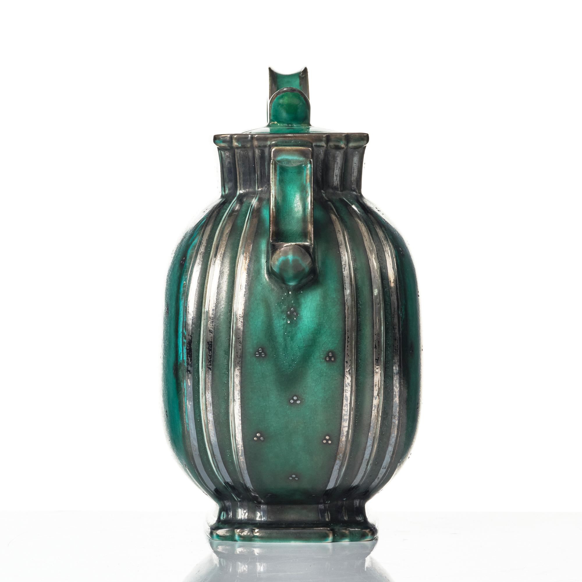 Wilhelm Kåge, a stoneware 'Argenta' urn with cover, model 935, Gustavsberg, Sweden, 1934.