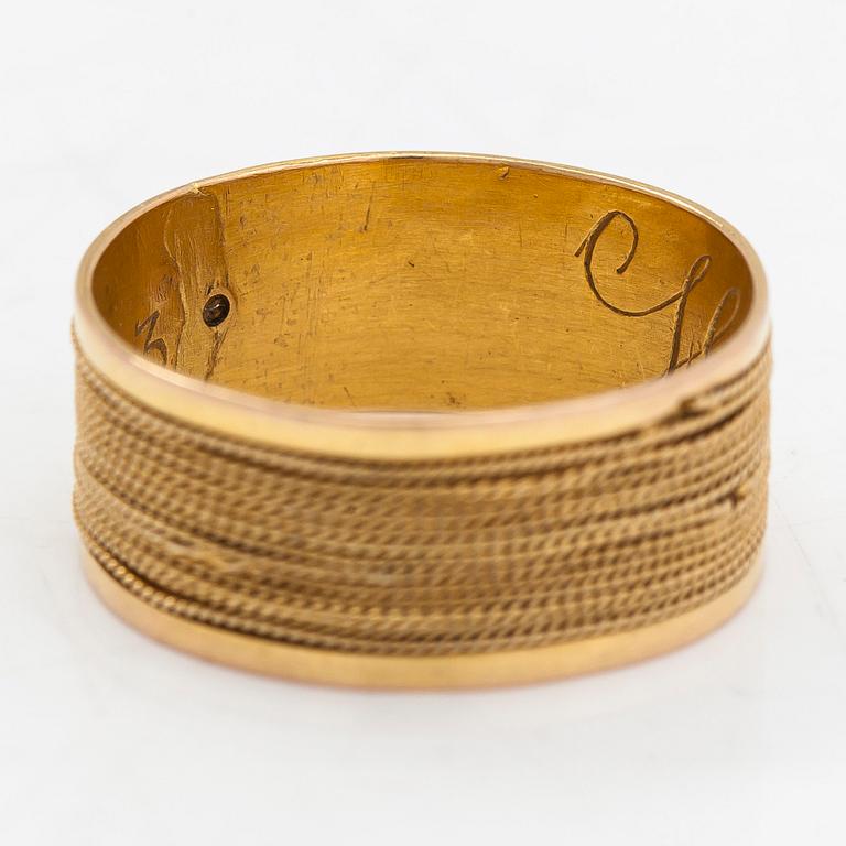 Ring, 18K guld, stämplad FS, 1809. Möjligen Friedrich Silber, Karlskrona.