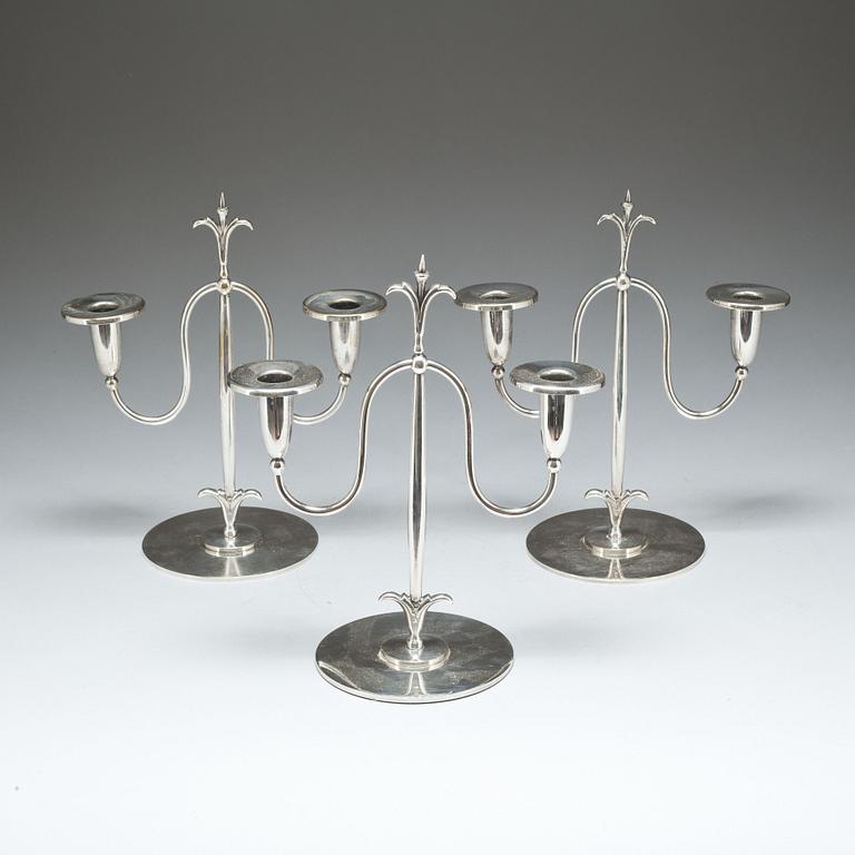 LJUSSTAKAR, 3 st, nysilver, C G Hallberg.