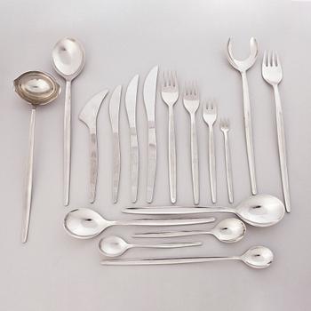 ILMARI TAPIOVAARA 1960s 122-piece Set of Polar Flatware for Hackman, Finland.