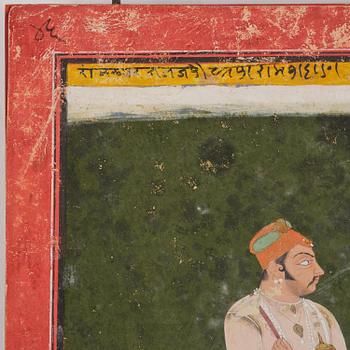 Porträtt av en Raja, Mewar, Norra Indien, sent 1700-tal.