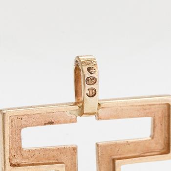 Hänge, 14K guld, diamanter tot ca 0.08 ct och granater.