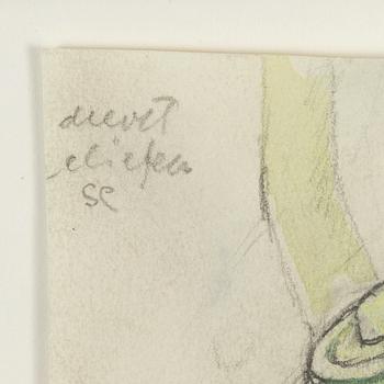 Sten Eklund, chalk and pencil drawing, signed.