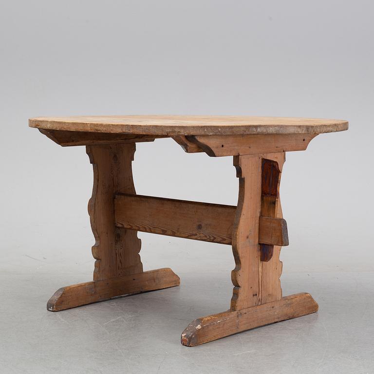 A swedish pine trestle table 18/19th century.