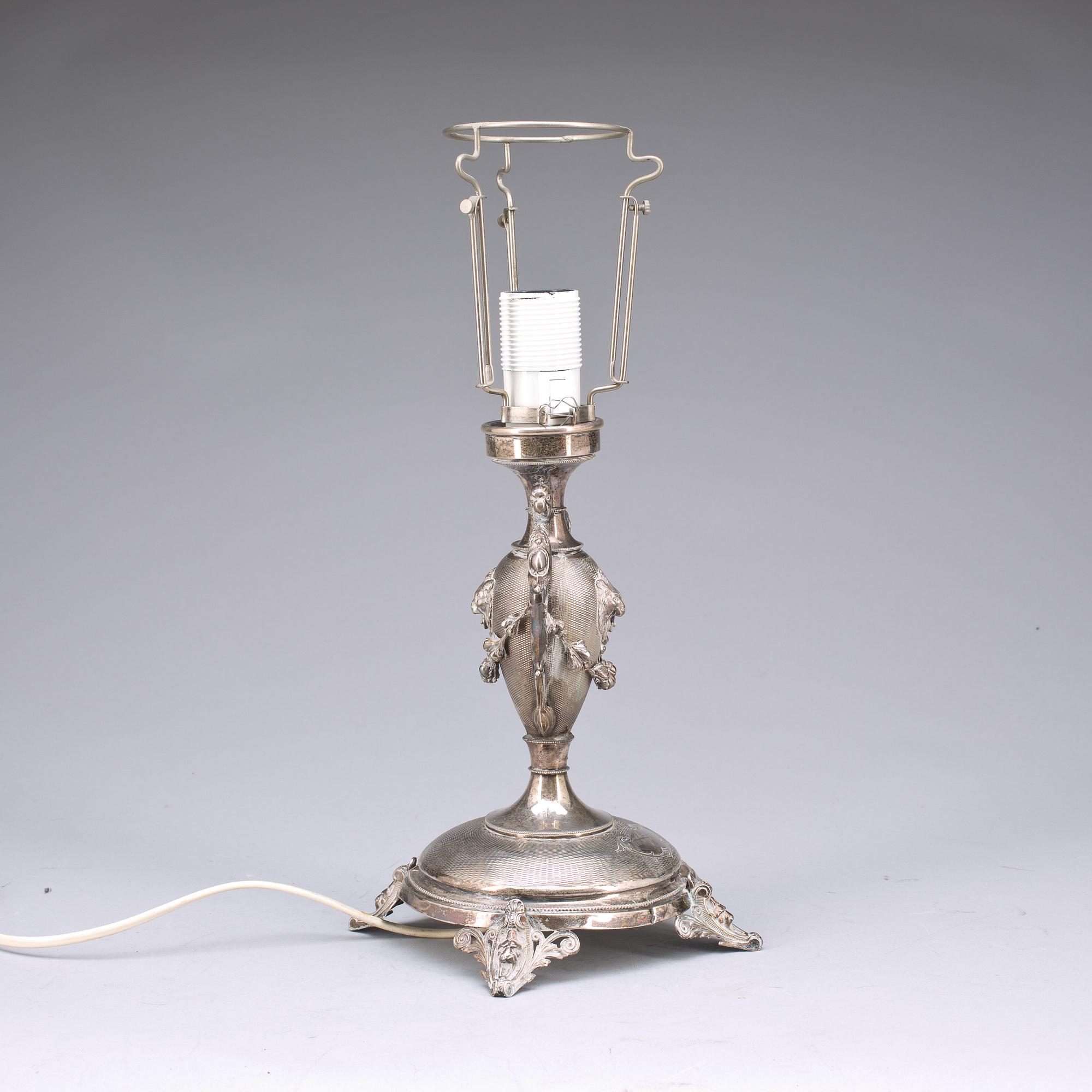 BORDSLAMPA, silver, omkr 1900.