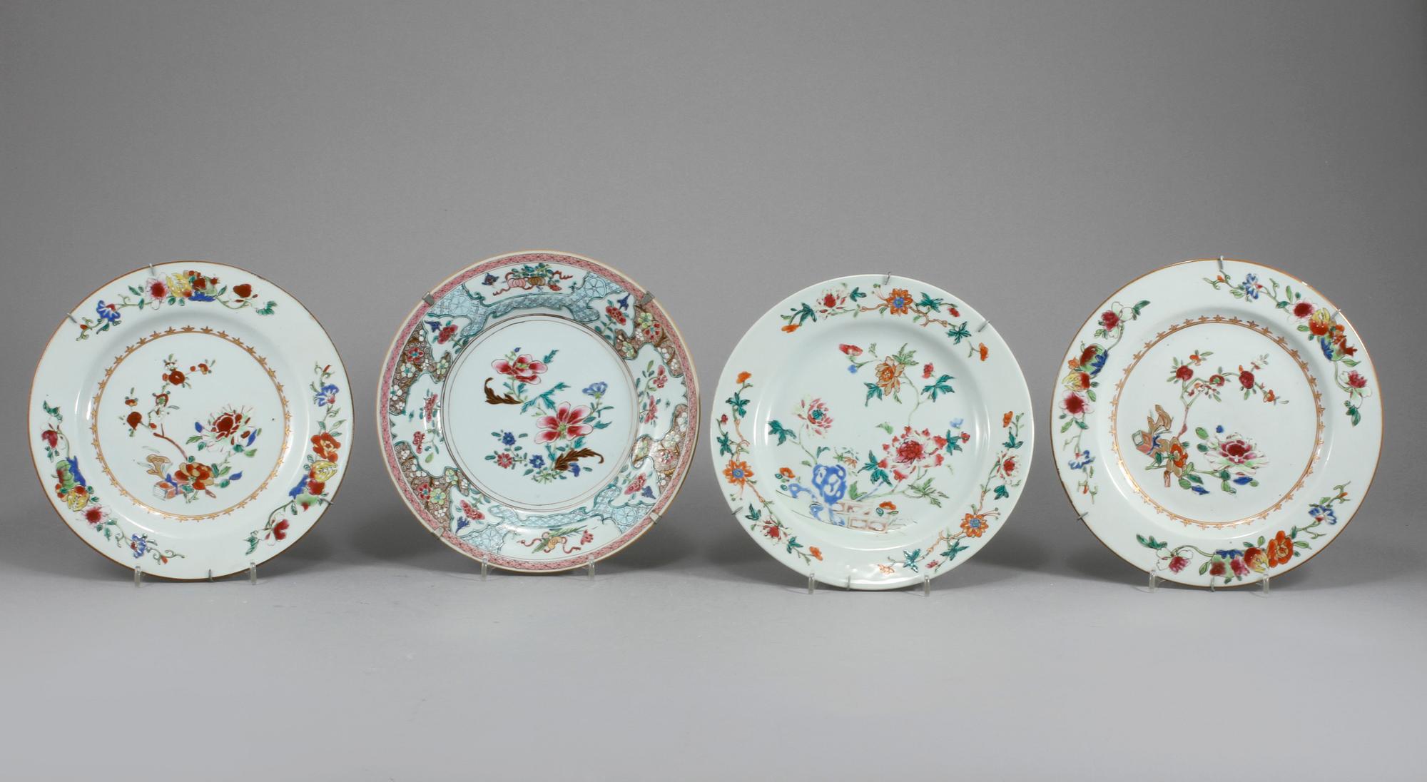 TALLRIKAR, 4 st, porslin, Kina, 1700-tal.