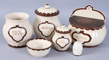 PARTI FLINTGODS, 5 delar, "Pyro", Wilhelm Kåge, Gustavsberg.