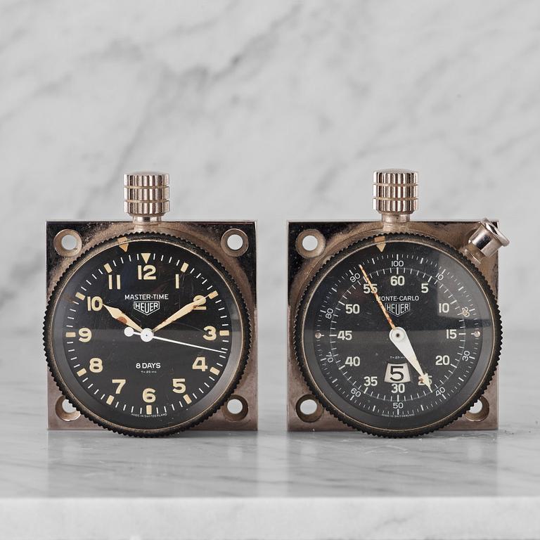HEUER, Master-Time 8-Days samt Monte-Carlo stoppur, panelur, 57,5 x 57,5 mm,