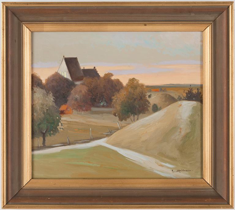 ERNST NILSSON, olja på pannå, signerad.
