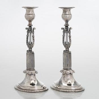 A pair of Empire silver candlesticks, maker's mark of Jacob Herman Lundström, Kuopio 1830.