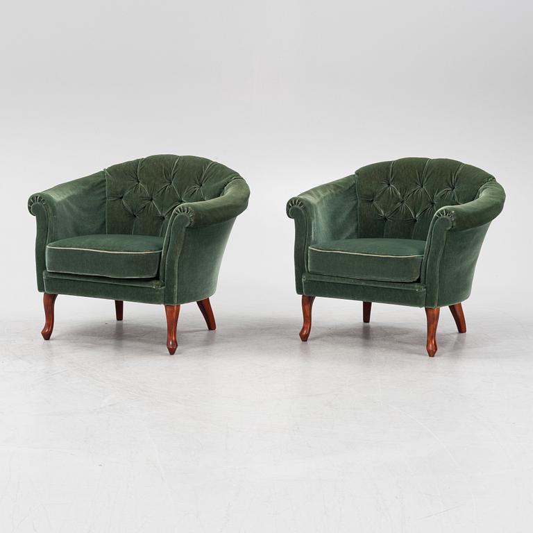 A pair of Bröderna Andersson easy chairs, mid 20th Century.