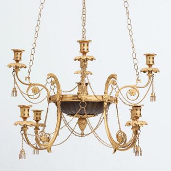 A late Gustavian early 19th century nine-light hanging-lamp.