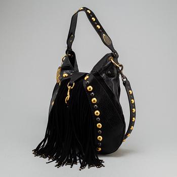 GUCCI, 'Babouska' Black Leather Fringe Bag.