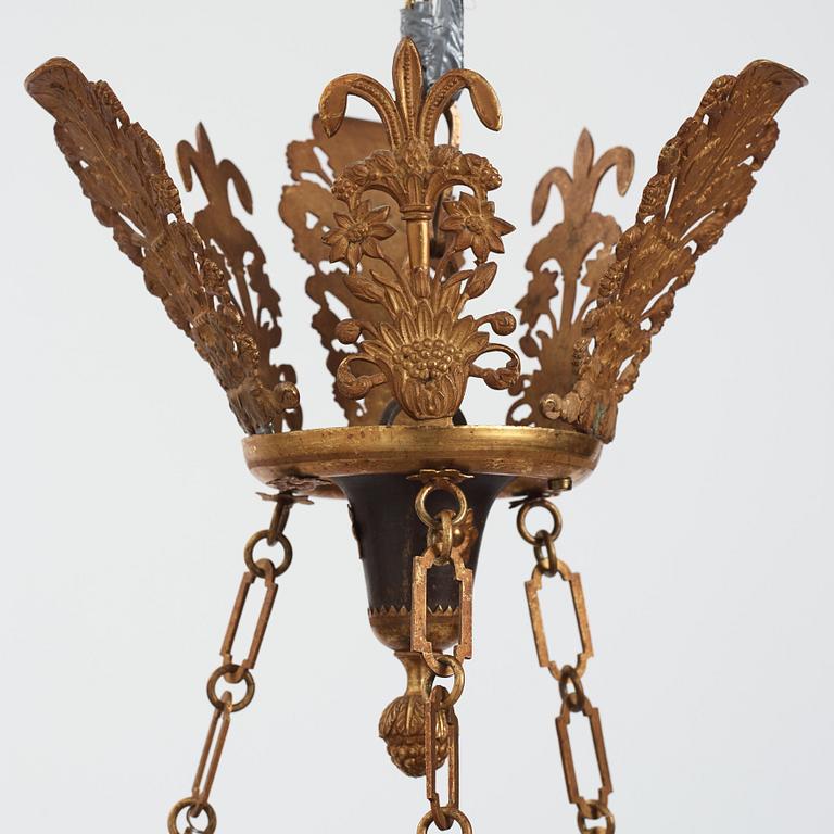 A Swedish Empire 19th century six-light hanging-lamp.