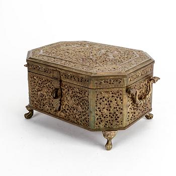 A brass box from Southeast Asia from the 1900's or earlier.