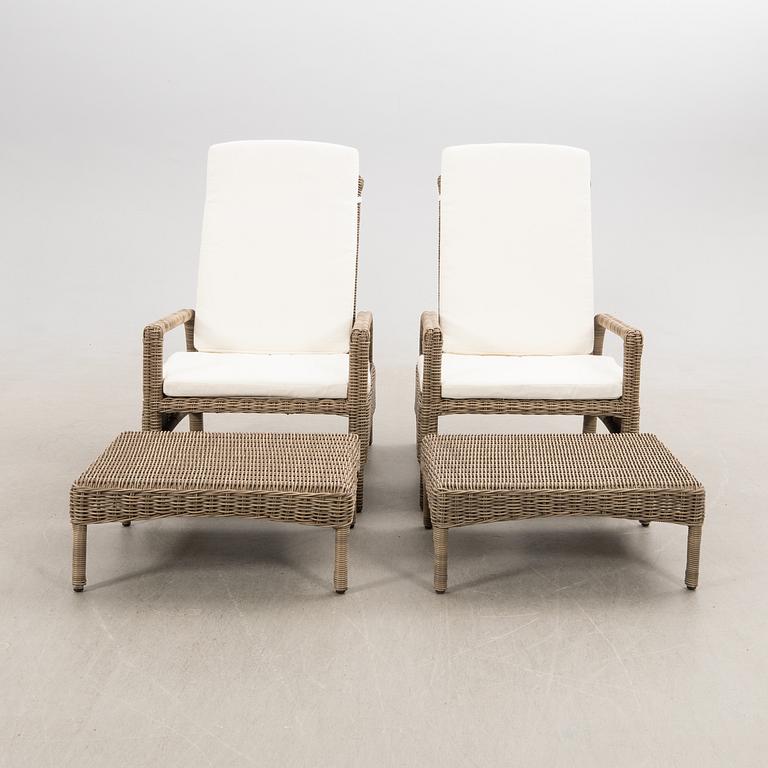 Loungefåtöljer med fotpallar, ett par, Artwood, 2000-tal.