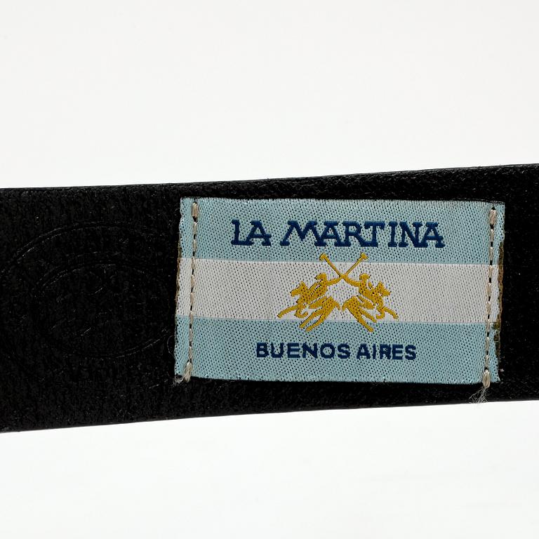 LA MARTINA, a black leather belt.