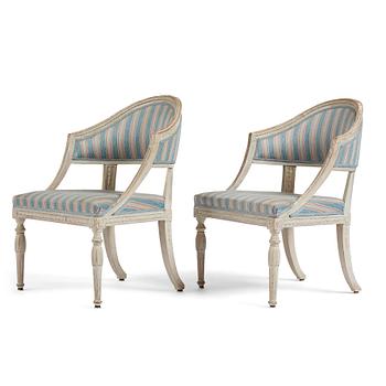 A pair of late Gustavian armchairs from the first half of 19th century.