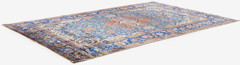 An antique silk Kashan, Central Persia, c. 320 x 201 cm.