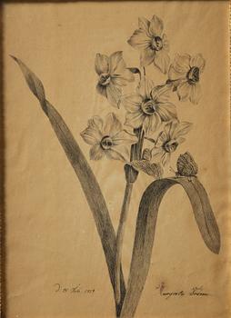 Ramar, ett  par, Sverige, tidigt 1800-tal, Empire, med blomsterstudier av Margareta Tröne (1804-1830).