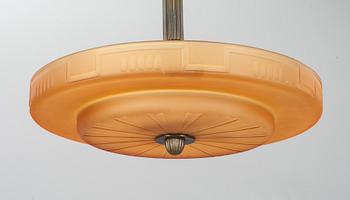 TAKLAMPA, 1900-talets första hälft. Möjligen E Hald, Orrefors.